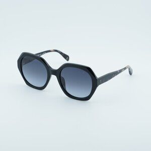 Rag & Bone RNB1078/S 0807 9O Sunglasses Black Geometric Frame, Grey Lenses